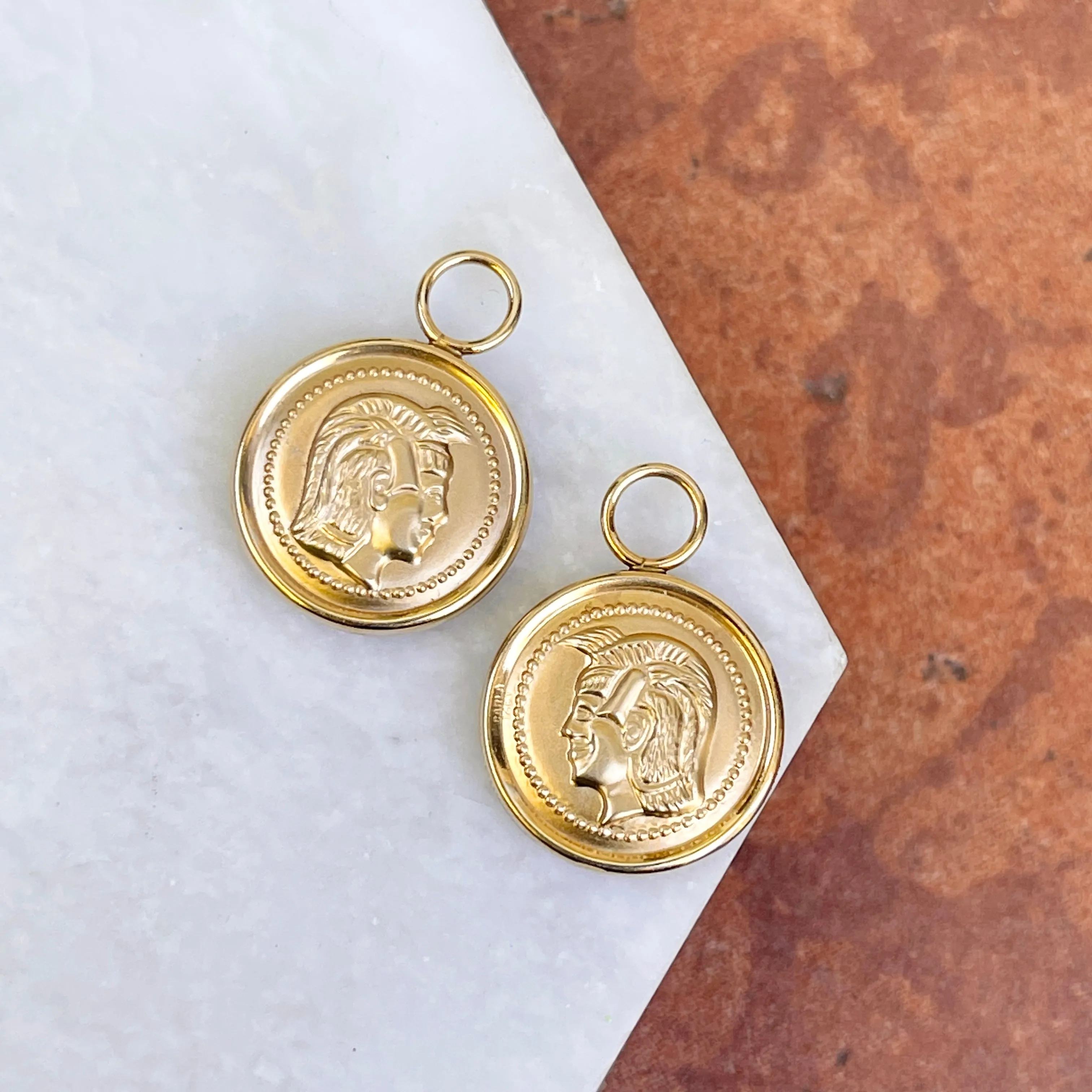Estate 14KT Yellow Gold Roman Coin Replica Earring Charms