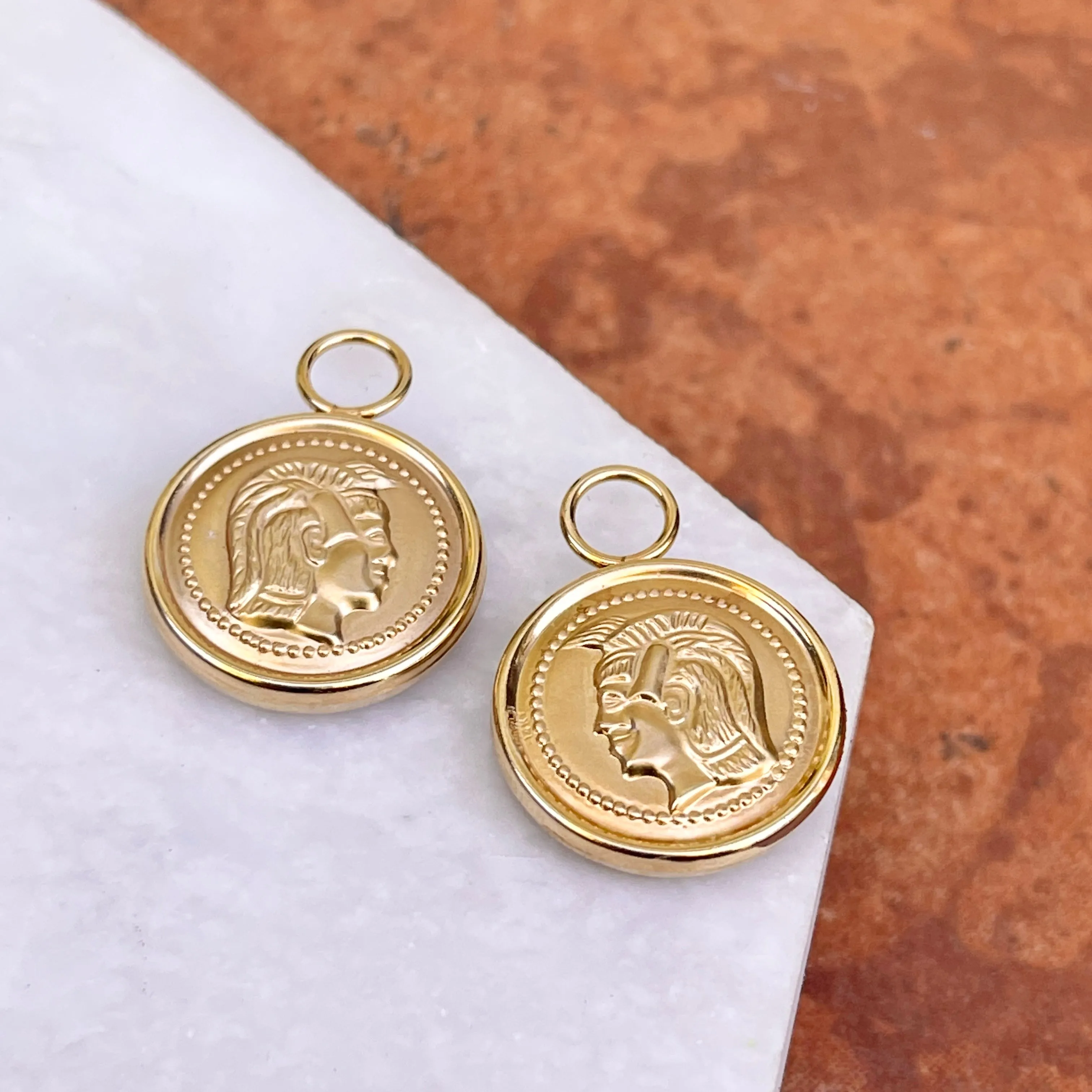 Estate 14KT Yellow Gold Roman Coin Replica Earring Charms