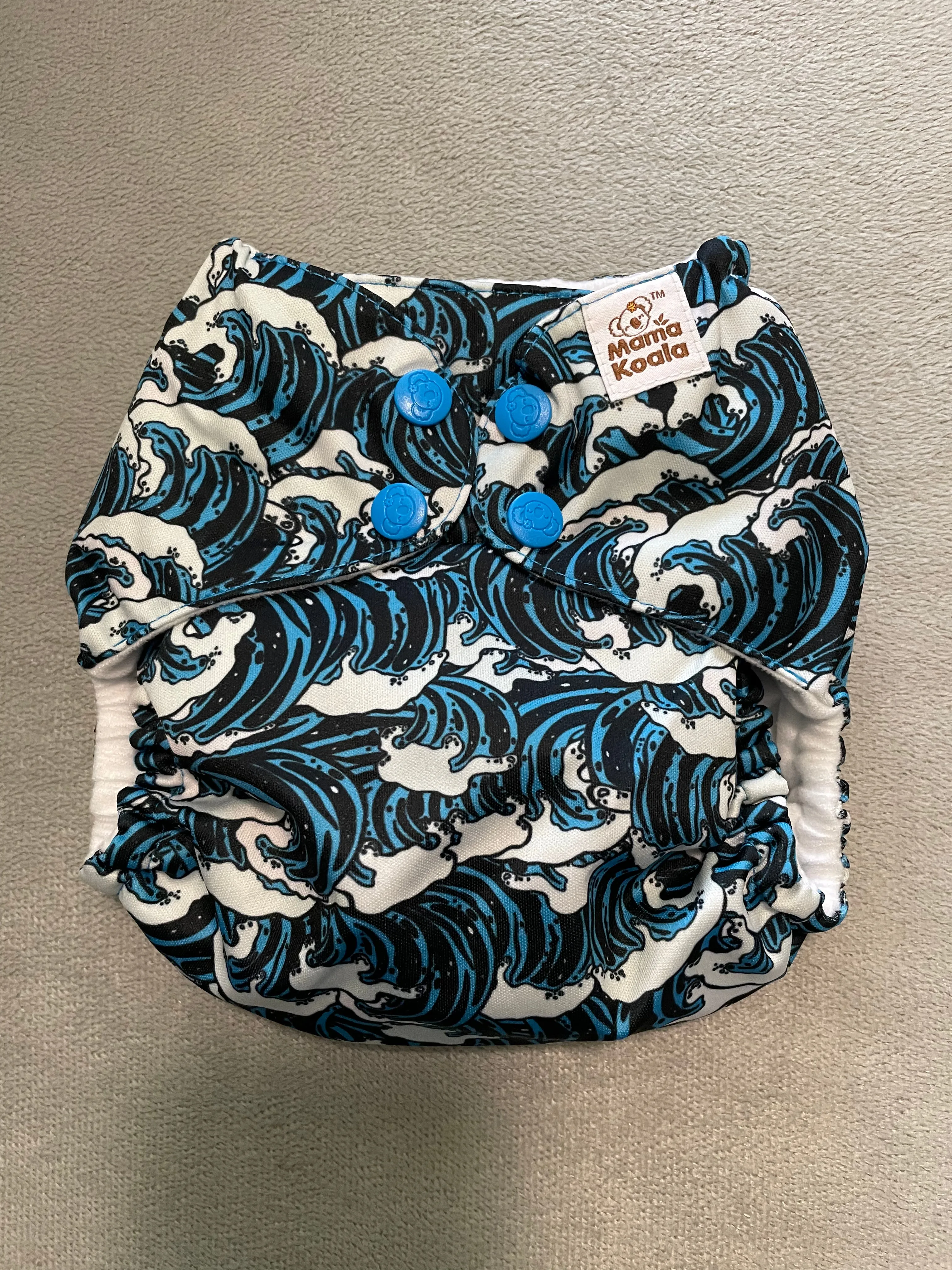 F156-Ocean waves-Mama Koala Pocket Diaper 1.0