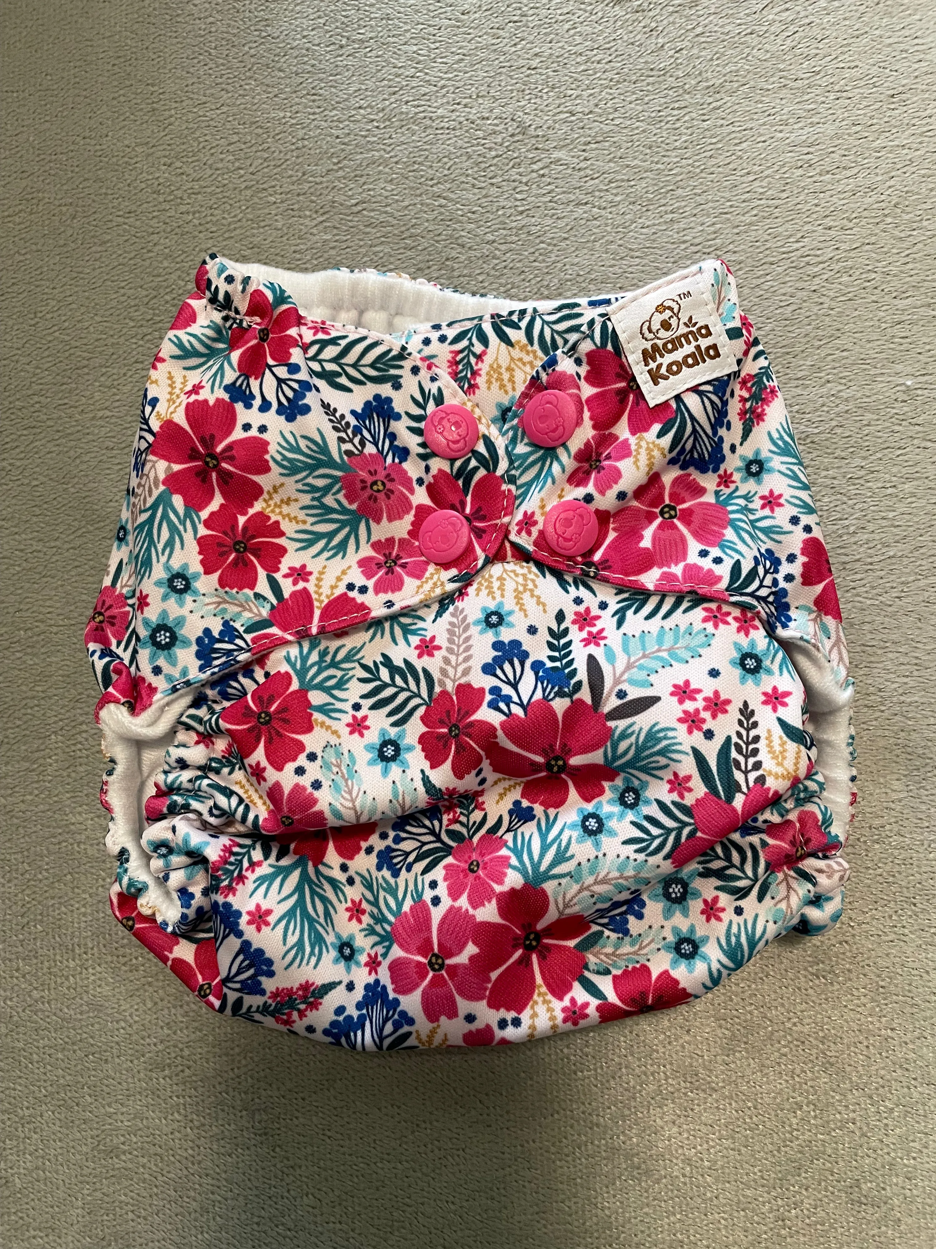 F161-Small pink flowers-Mama Koala Pocket Diaper 1.0
