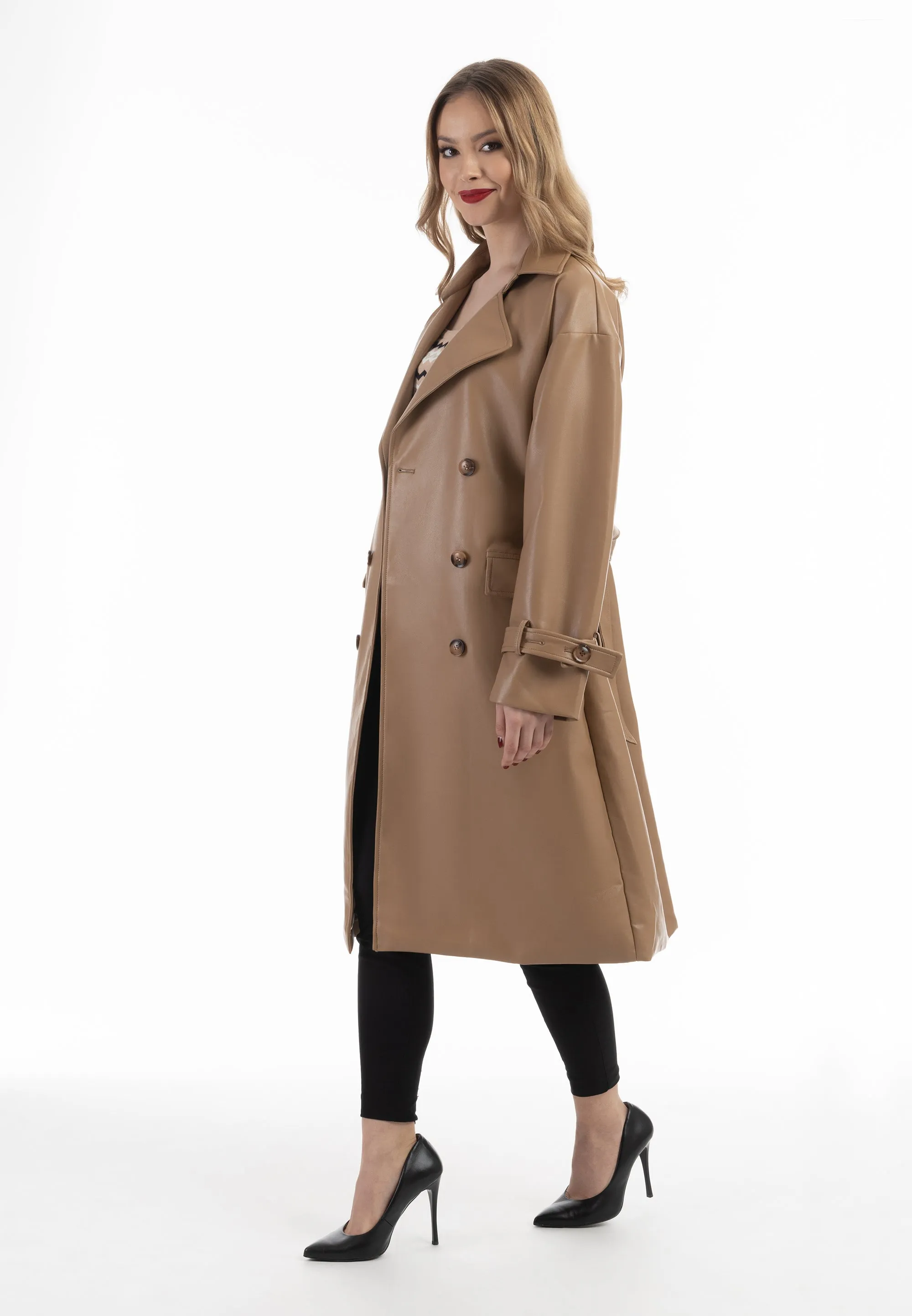 Faina Women's Faux Leather Coat