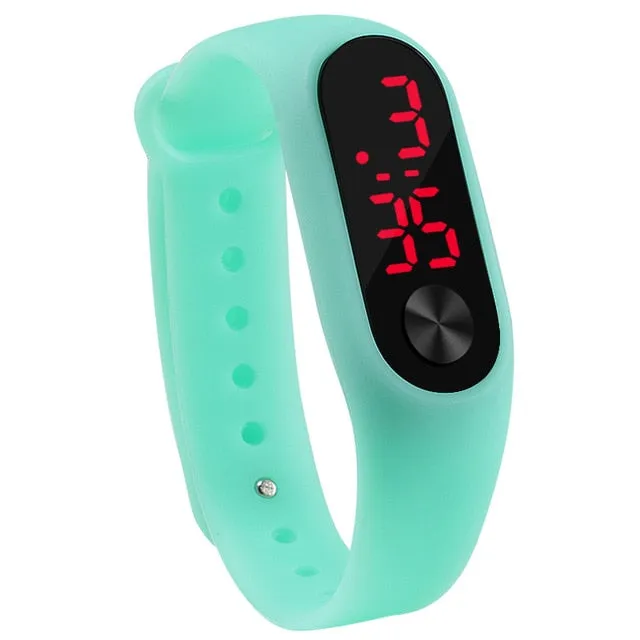 Fashion Outdoor Simple Sports Red LED Digital Bracelet Watch Men Women Colorful Silicone Watches Kids Children Wristwatch Gift