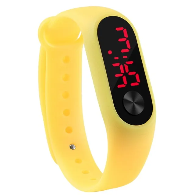 Fashion Outdoor Simple Sports Red LED Digital Bracelet Watch Men Women Colorful Silicone Watches Kids Children Wristwatch Gift