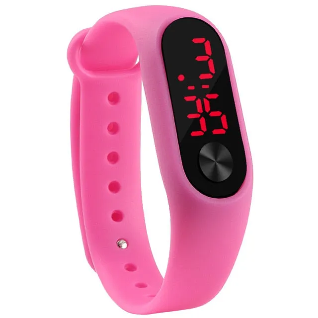 Fashion Outdoor Simple Sports Red LED Digital Bracelet Watch Men Women Colorful Silicone Watches Kids Children Wristwatch Gift