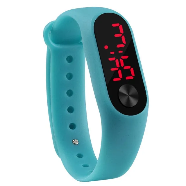 Fashion Outdoor Simple Sports Red LED Digital Bracelet Watch Men Women Colorful Silicone Watches Kids Children Wristwatch Gift