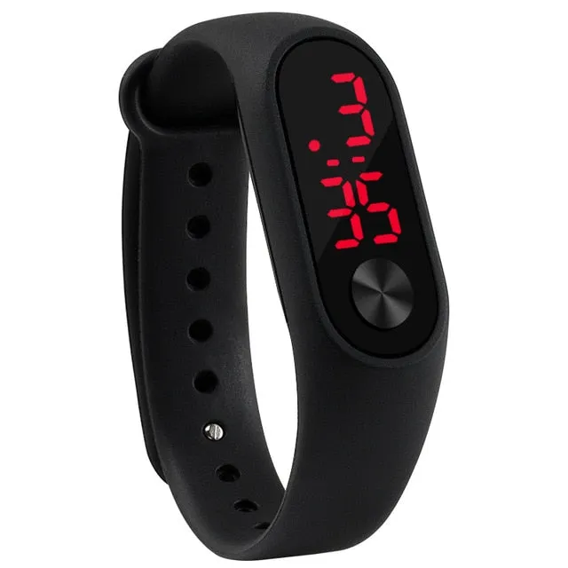 Fashion Outdoor Simple Sports Red LED Digital Bracelet Watch Men Women Colorful Silicone Watches Kids Children Wristwatch Gift