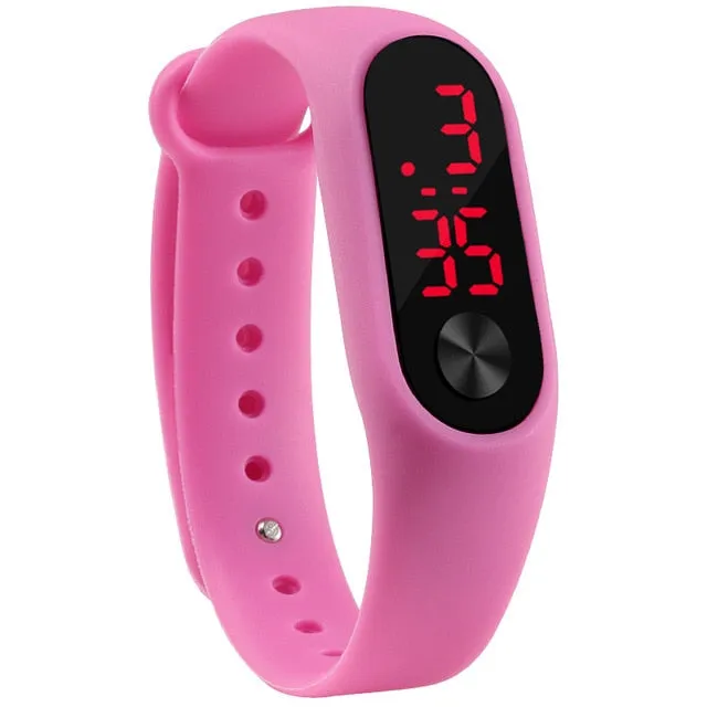 Fashion Outdoor Simple Sports Red LED Digital Bracelet Watch Men Women Colorful Silicone Watches Kids Children Wristwatch Gift