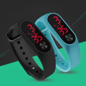 Fashion Outdoor Simple Sports Red LED Digital Bracelet Watch Men Women Colorful Silicone Watches Kids Children Wristwatch Gift