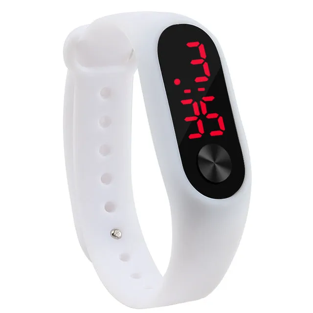 Fashion Outdoor Simple Sports Red LED Digital Bracelet Watch Men Women Colorful Silicone Watches Kids Children Wristwatch Gift