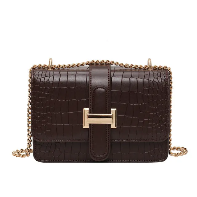 Fashion Stone Leather Chain Shoulder Bags
