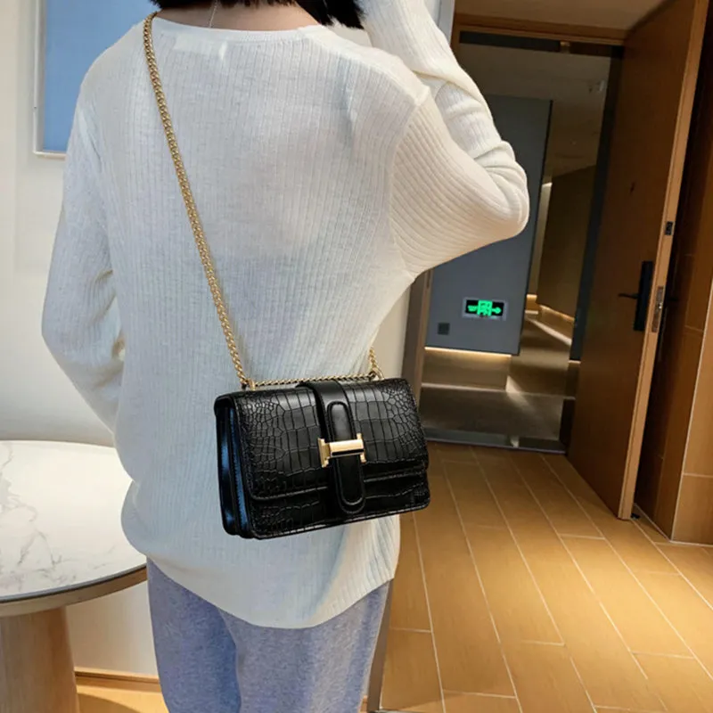Fashion Stone Leather Chain Shoulder Bags