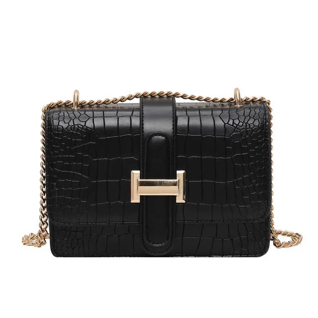 Fashion Stone Leather Chain Shoulder Bags