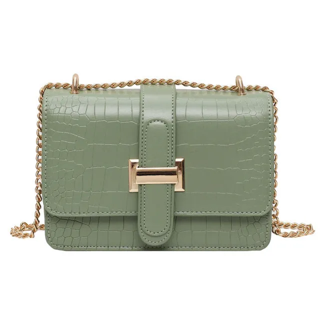 Fashion Stone Leather Chain Shoulder Bags