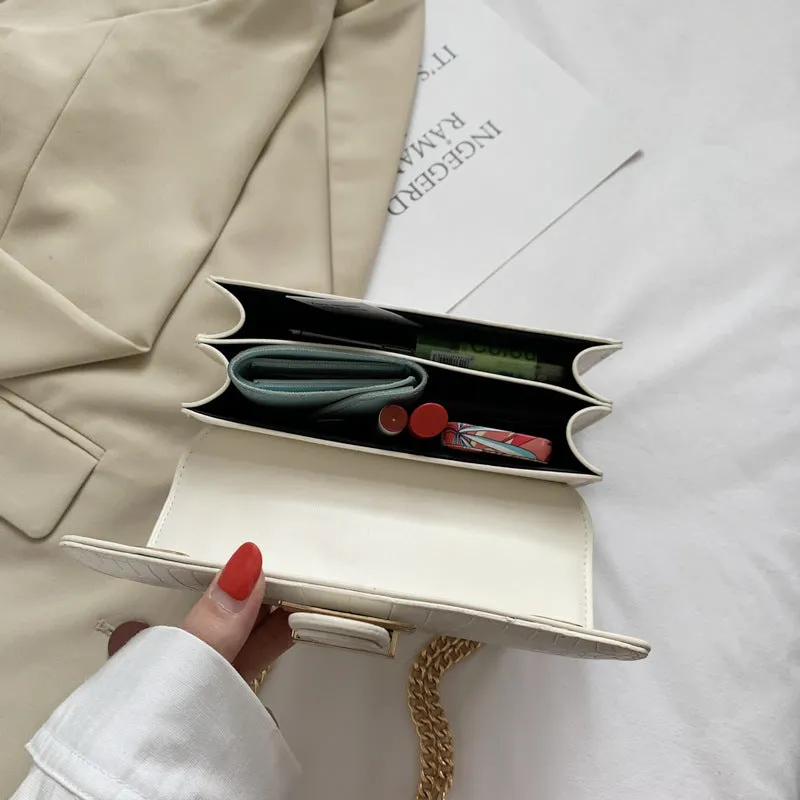 Fashion Stone Leather Chain Shoulder Bags