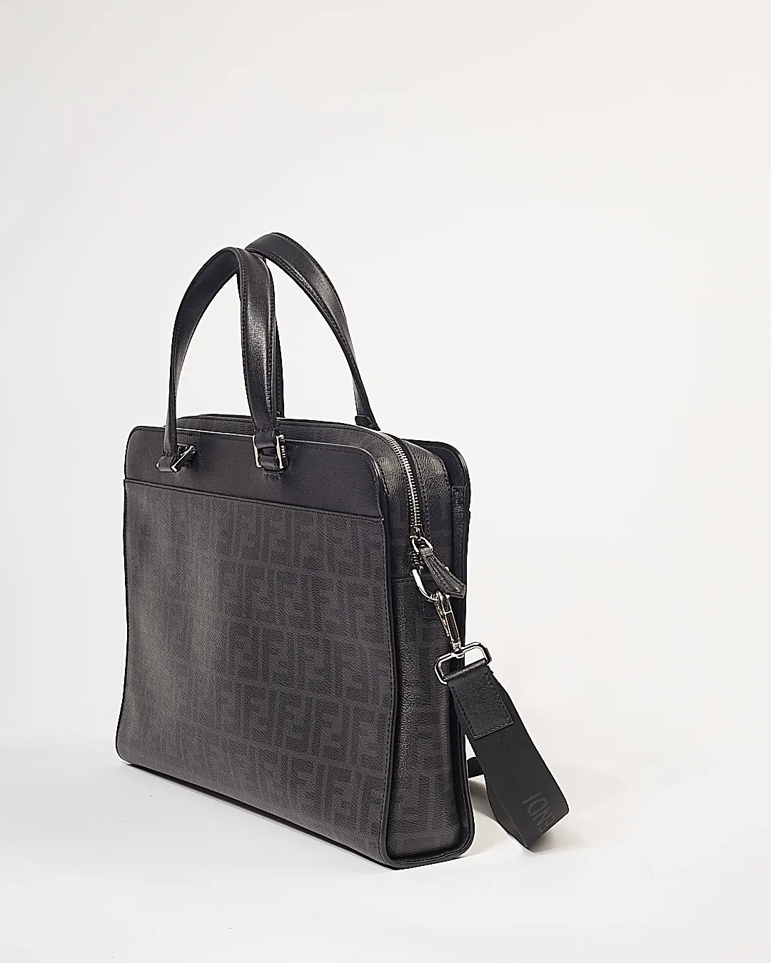 Fendi Black Zucca Print Coated Canvas Messenger Bag