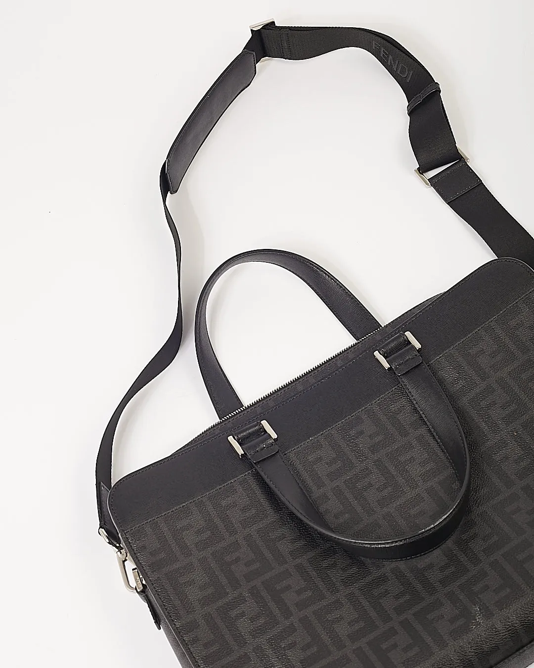 Fendi Black Zucca Print Coated Canvas Messenger Bag