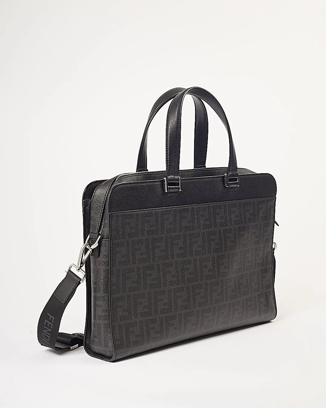 Fendi Black Zucca Print Coated Canvas Messenger Bag