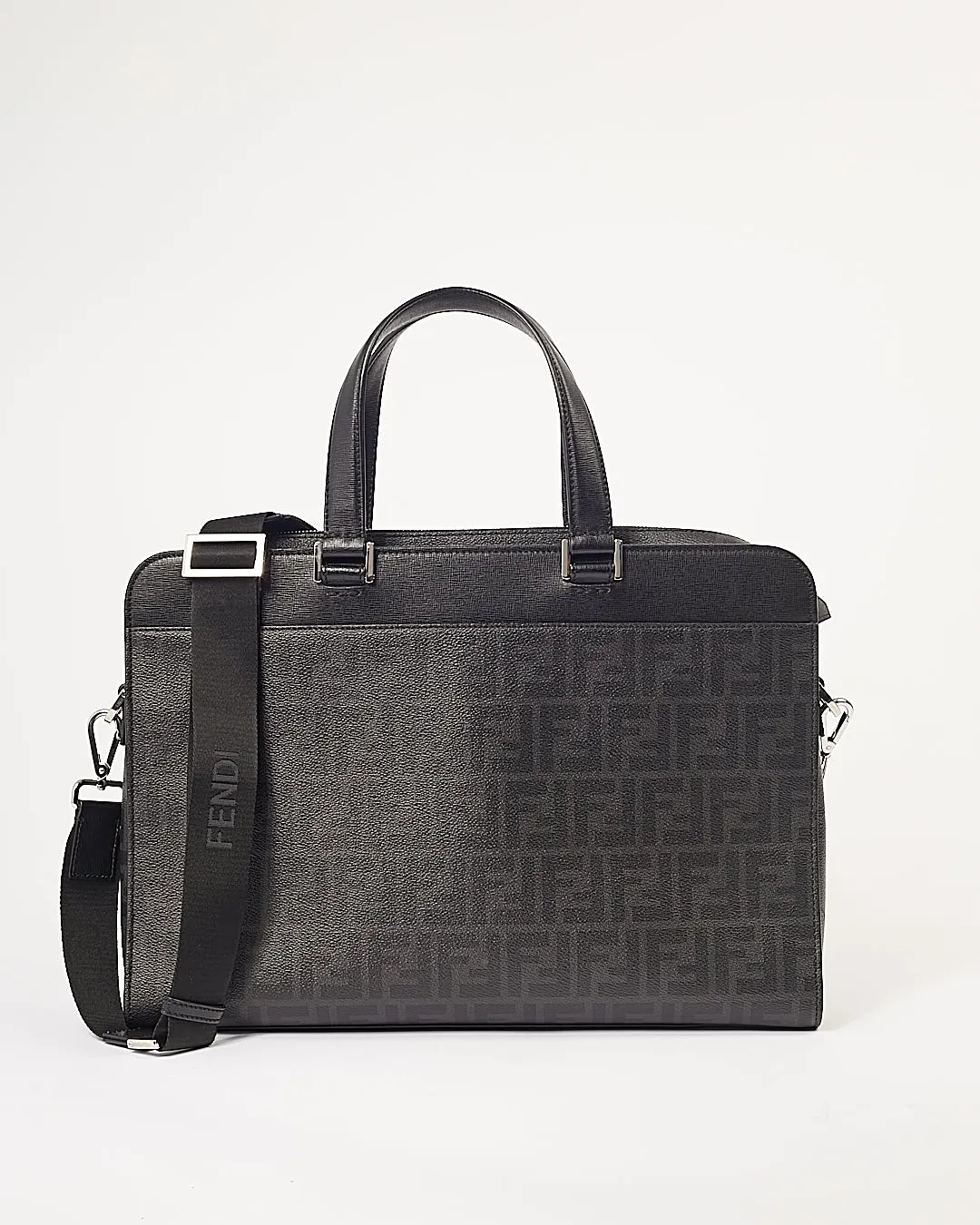 Fendi Black Zucca Print Coated Canvas Messenger Bag