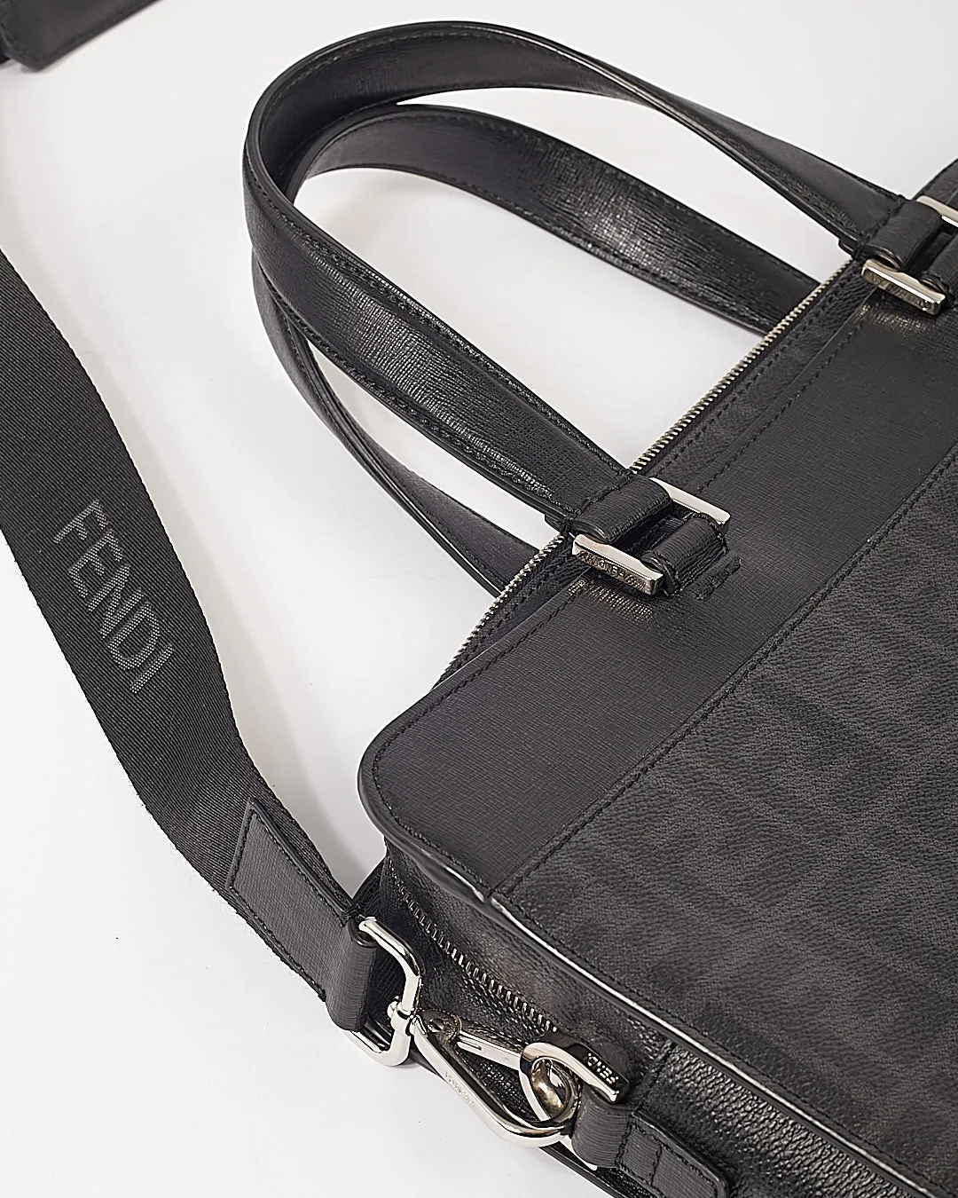 Fendi Black Zucca Print Coated Canvas Messenger Bag