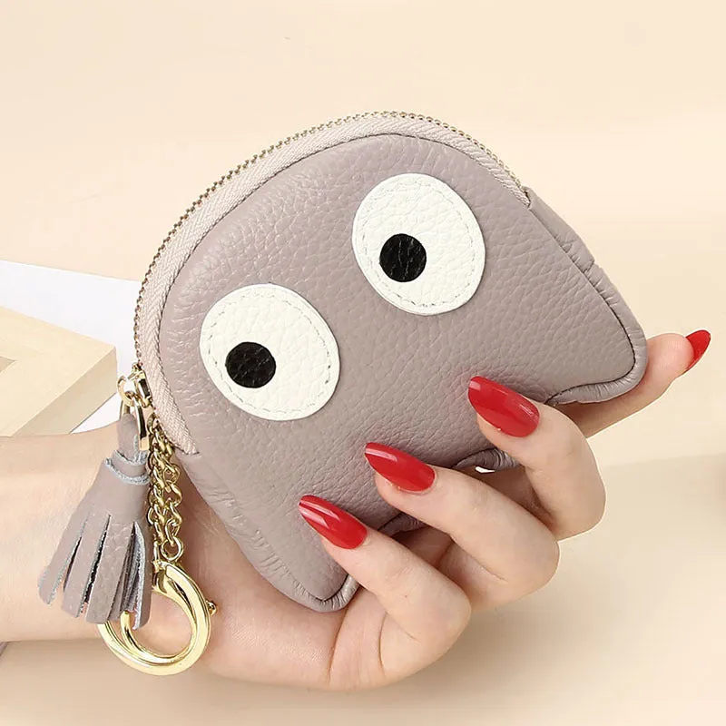 First Layer Cowhide Mini Creative Cartoon Coin Purses