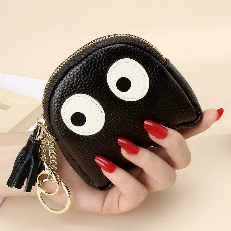 First Layer Cowhide Mini Creative Cartoon Coin Purses
