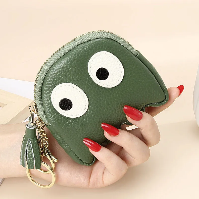 First Layer Cowhide Mini Creative Cartoon Coin Purses