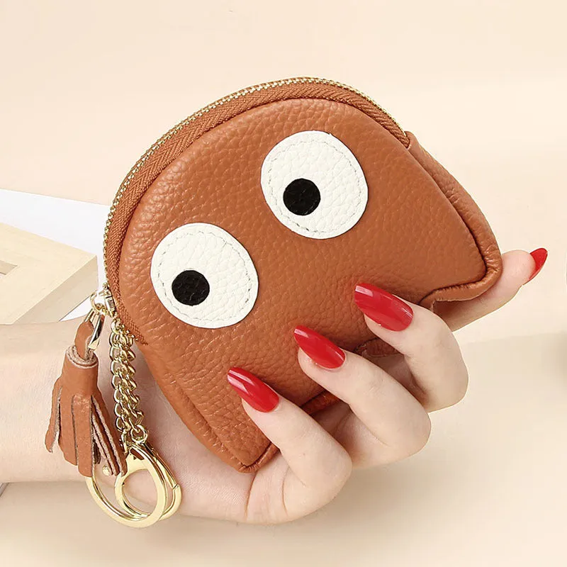 First Layer Cowhide Mini Creative Cartoon Coin Purses