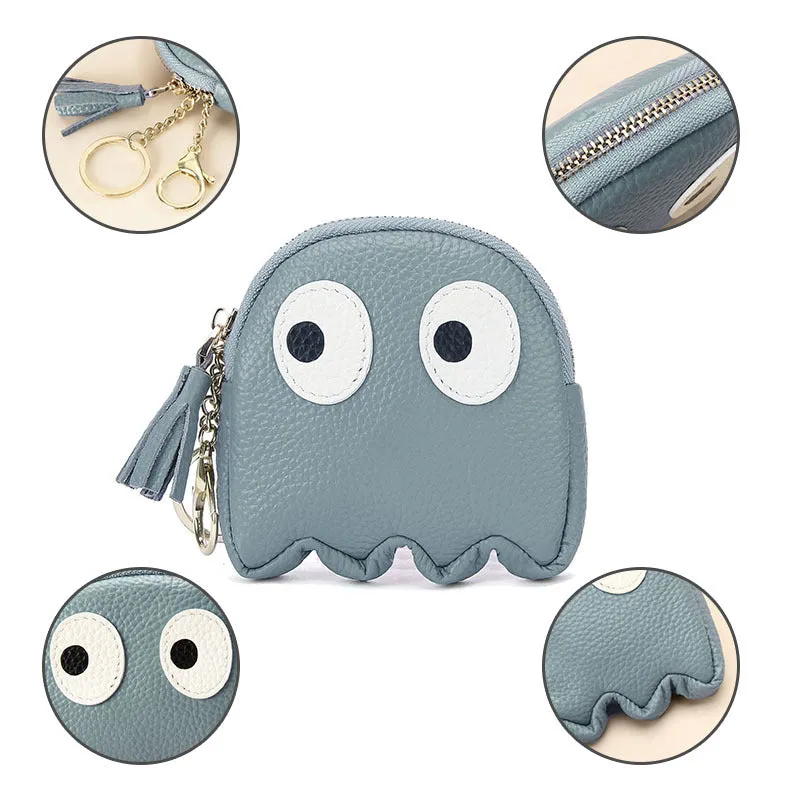 First Layer Cowhide Mini Creative Cartoon Coin Purses