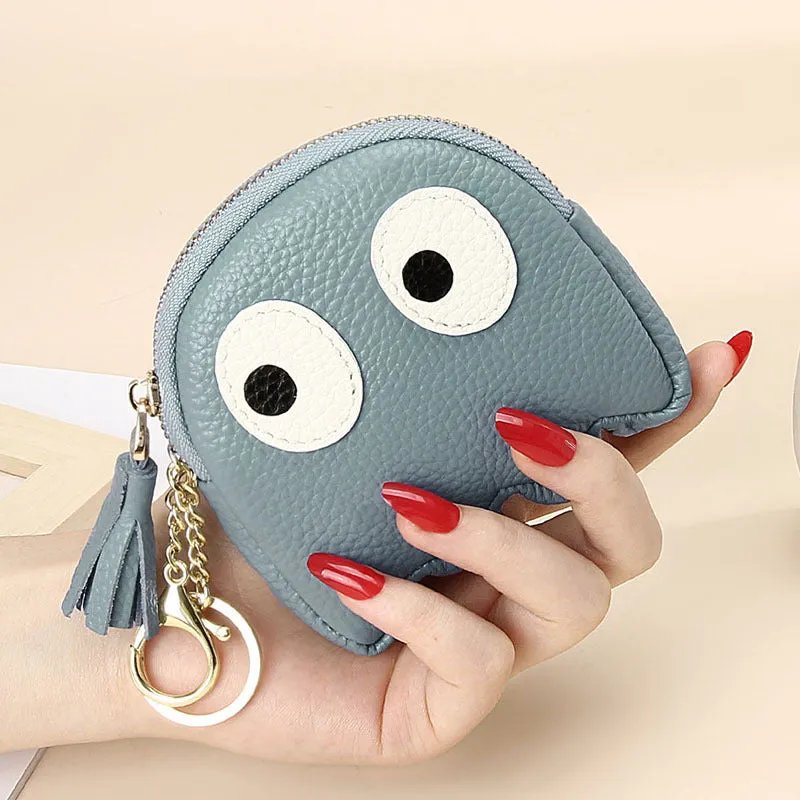 First Layer Cowhide Mini Creative Cartoon Coin Purses