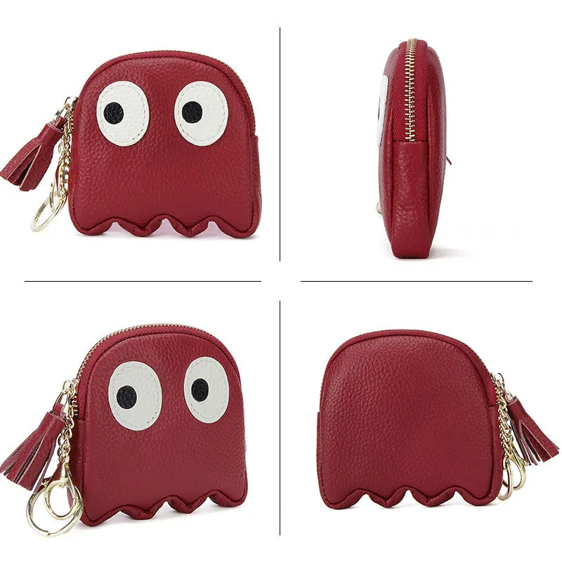 First Layer Cowhide Mini Creative Cartoon Coin Purses
