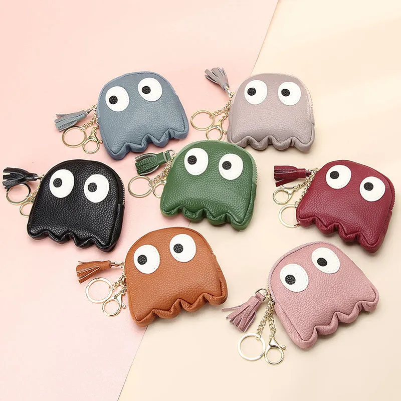 First Layer Cowhide Mini Creative Cartoon Coin Purses