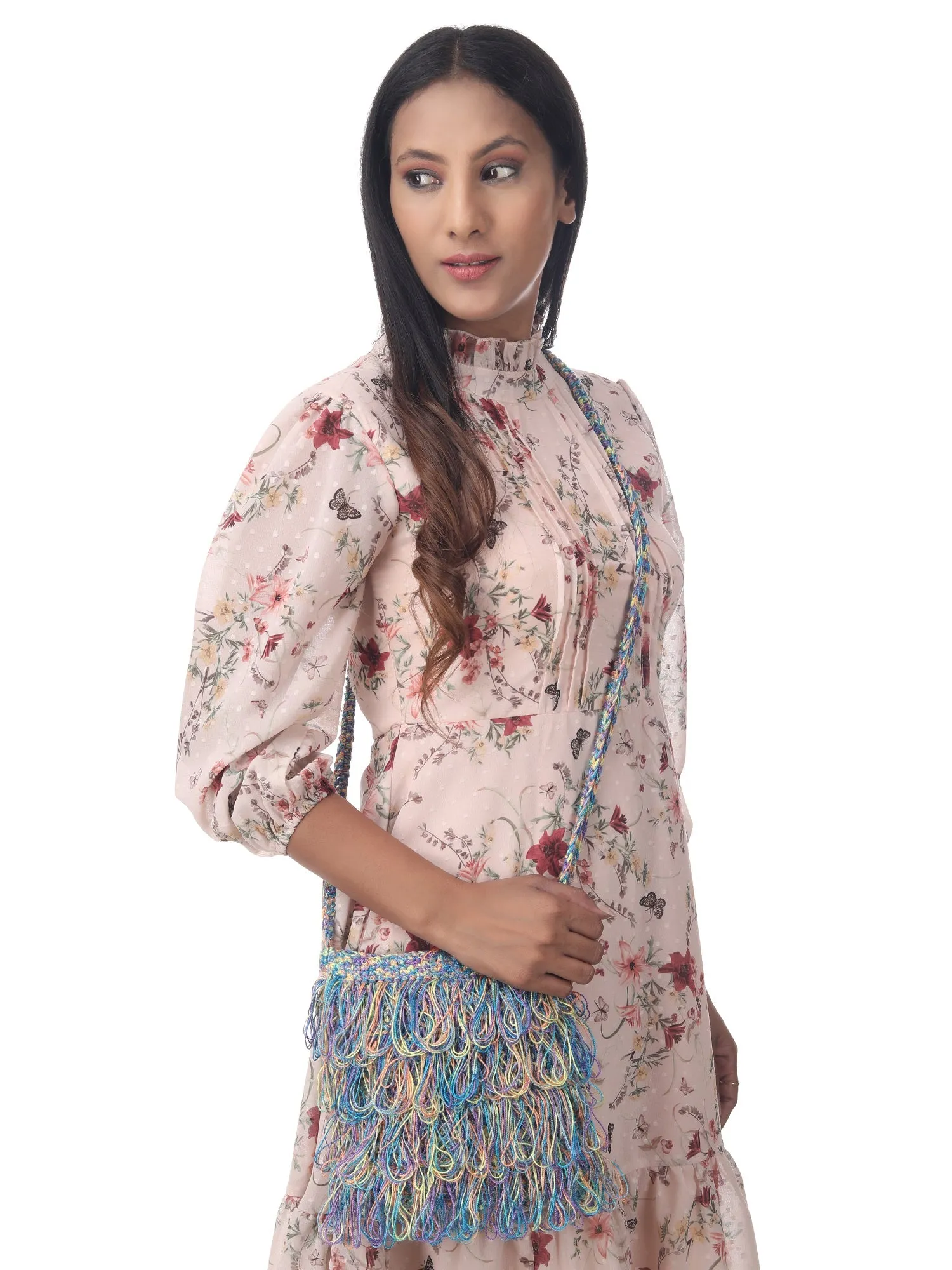 Floral Multi Frilled Crochet Satchel