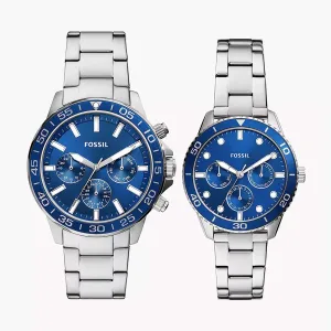 Fossil Bannon Stainless Steel Couple Set Watches - BQ2828SET