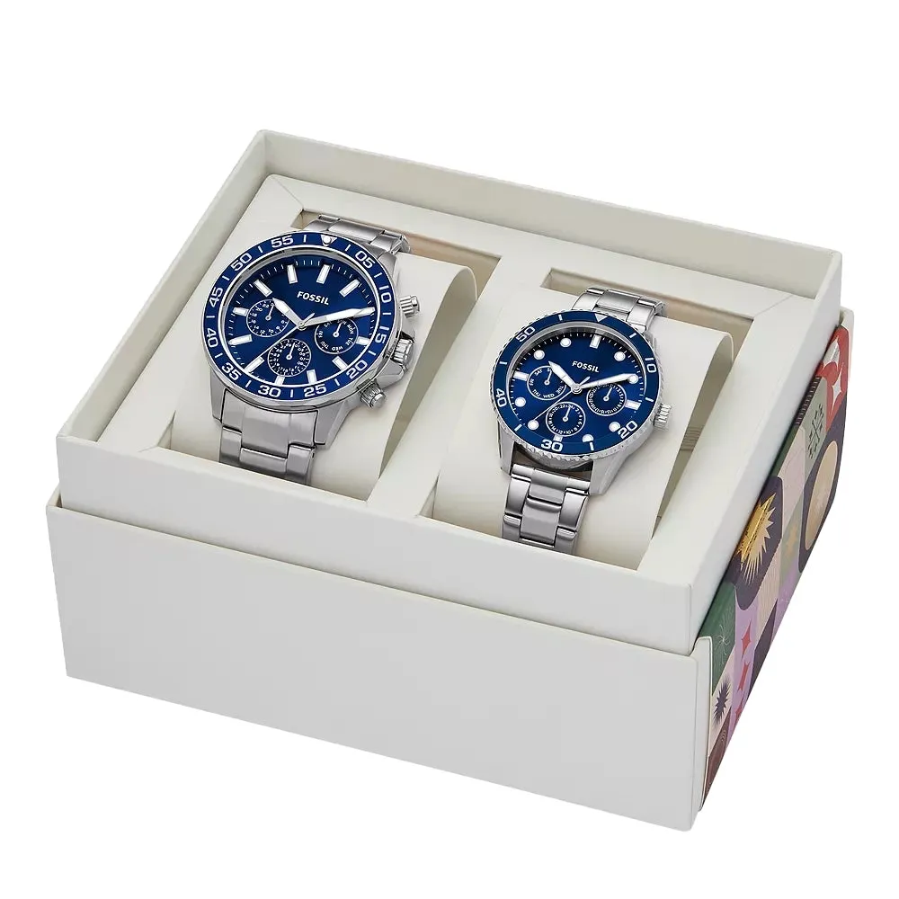 Fossil Bannon Stainless Steel Couple Set Watches - BQ2828SET