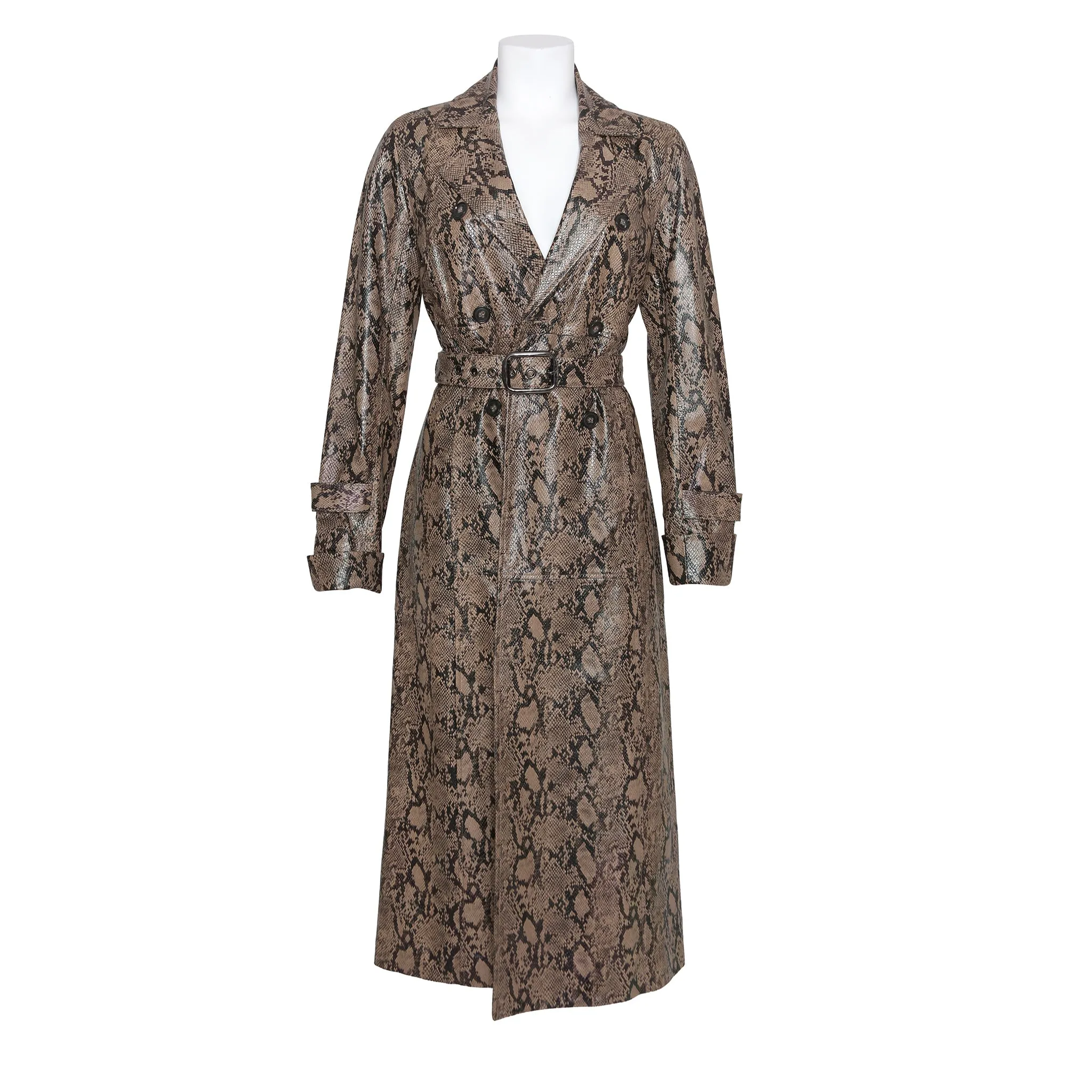 FRAME EMBOSSED PYTHON TRENCH COAT