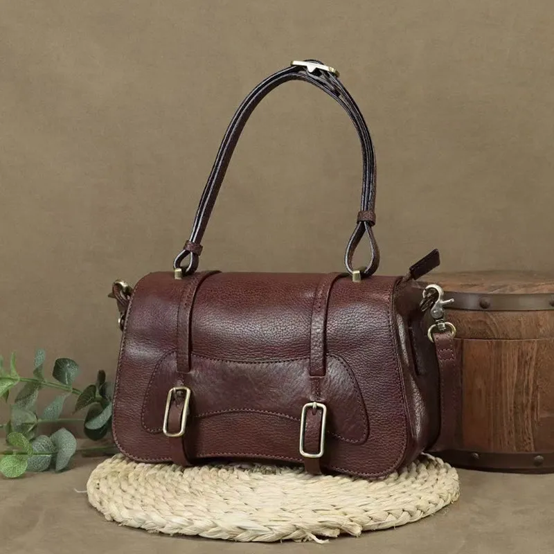 Full Grain Leather Shoulder Bag For Women Small Leather Handbag Vintage Everyday Leather Bag Women Leather Purse