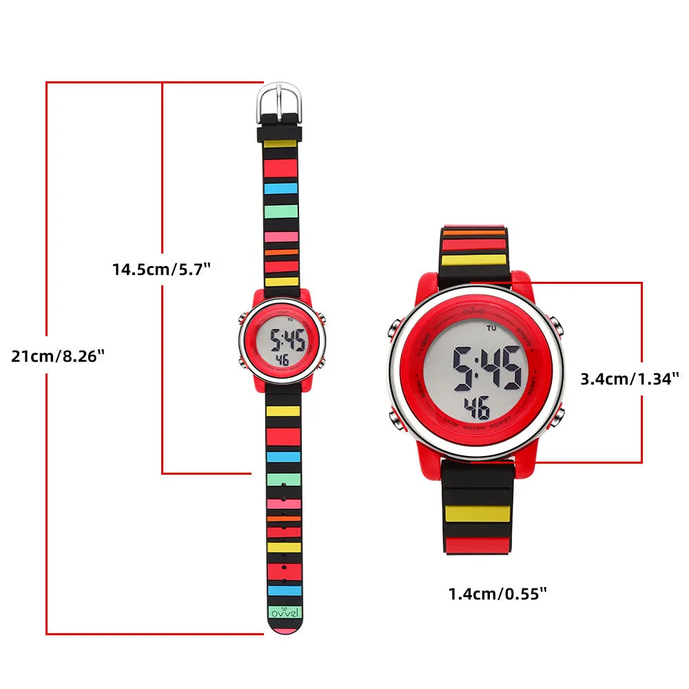 Girls Digital Sports Watch with many features - Stripes