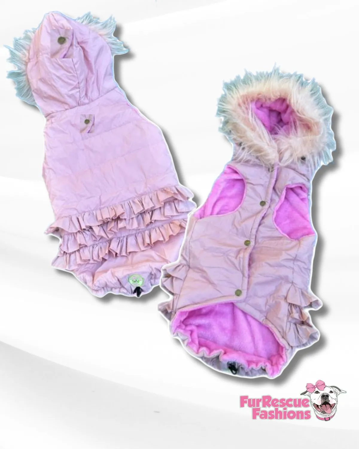 Glam Puffer Jacket, Vests and Capes with Ruffle