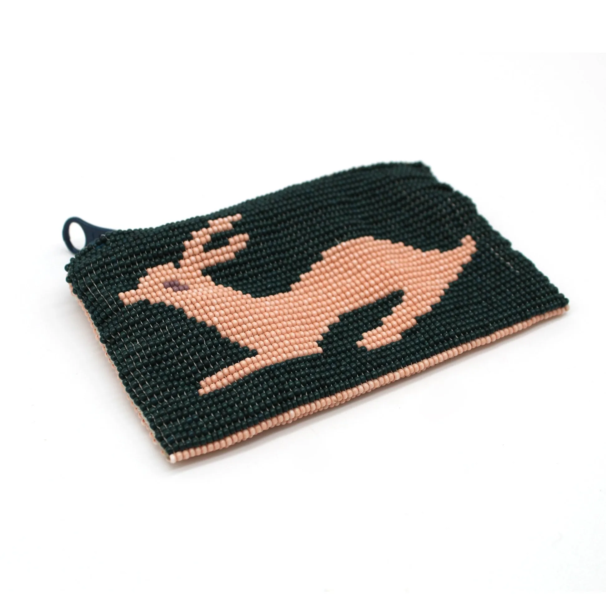 Glass Bead Coin Purse - RABBIT SALMON