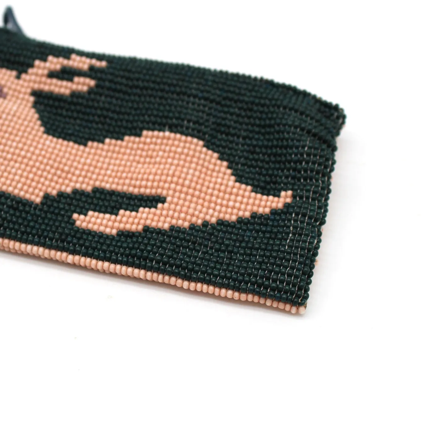 Glass Bead Coin Purse - RABBIT SALMON