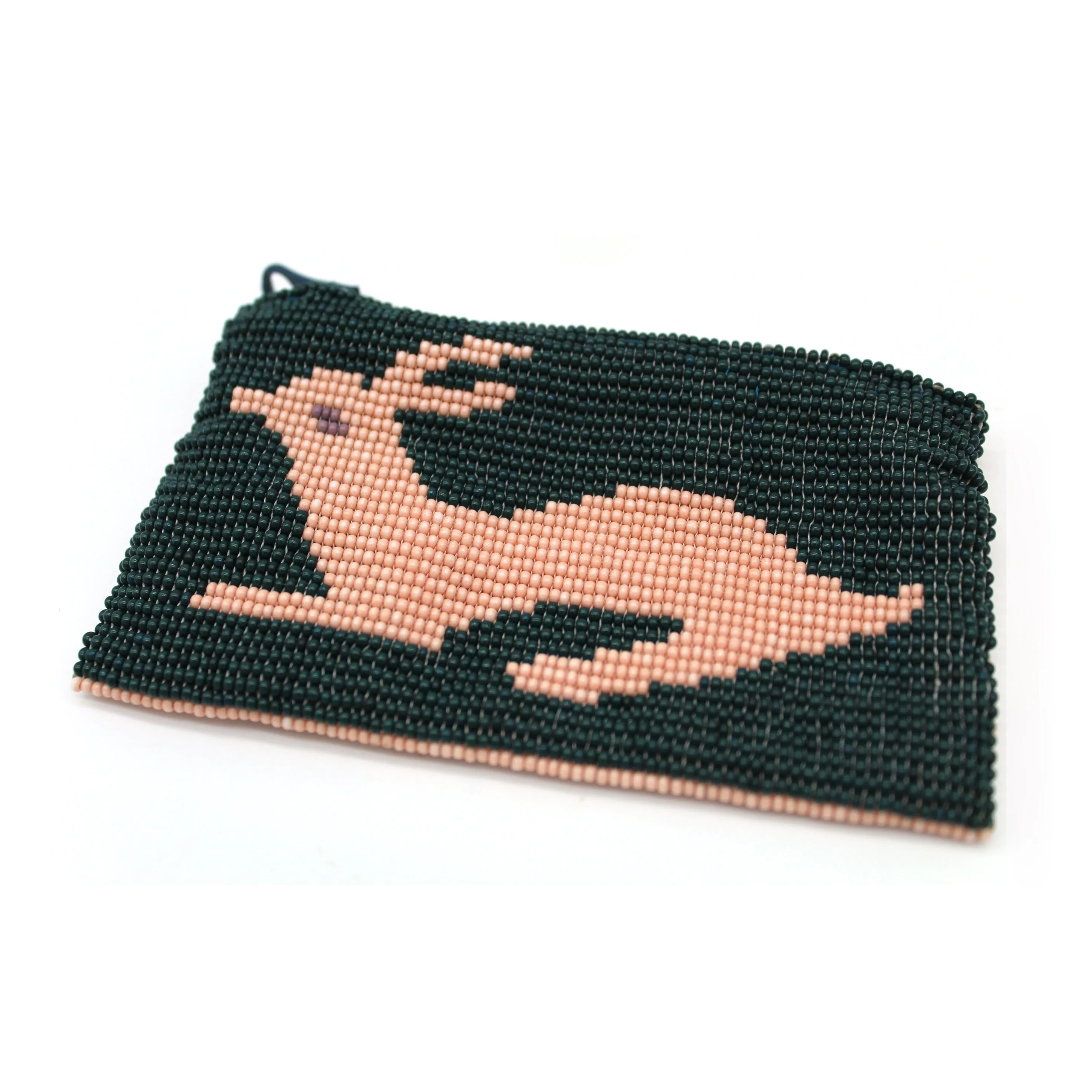 Glass Bead Coin Purse - RABBIT SALMON