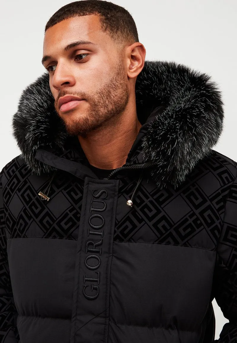 Glorious Gangsta Lavin Short Puffer Bomber Jacket Jet Black