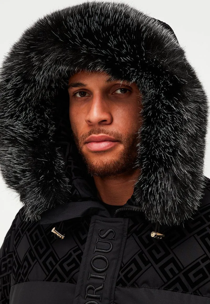 Glorious Gangsta Lavin Short Puffer Bomber Jacket Jet Black