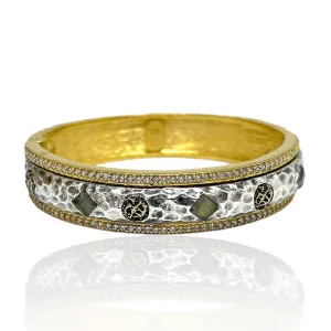 GOLD & VINTAGE SILVER LABRADORITE MOTA COIN BANGLE