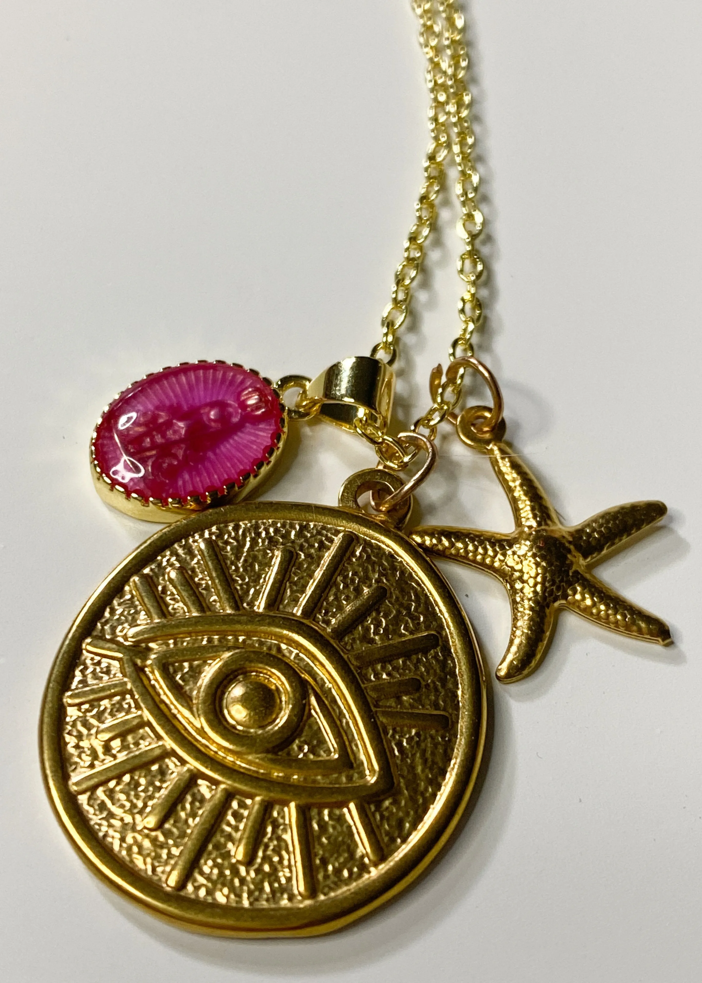 Gold Eye Medallion Necklace