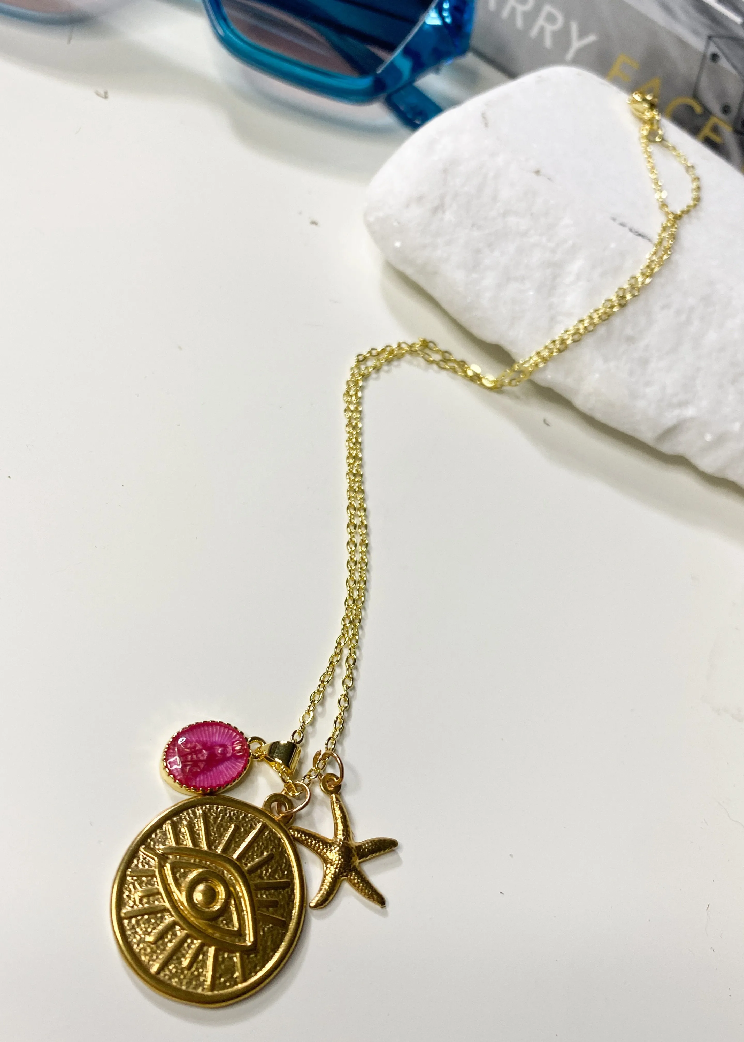 Gold Eye Medallion Necklace