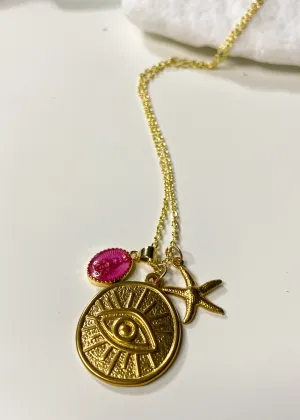 Gold Eye Medallion Necklace