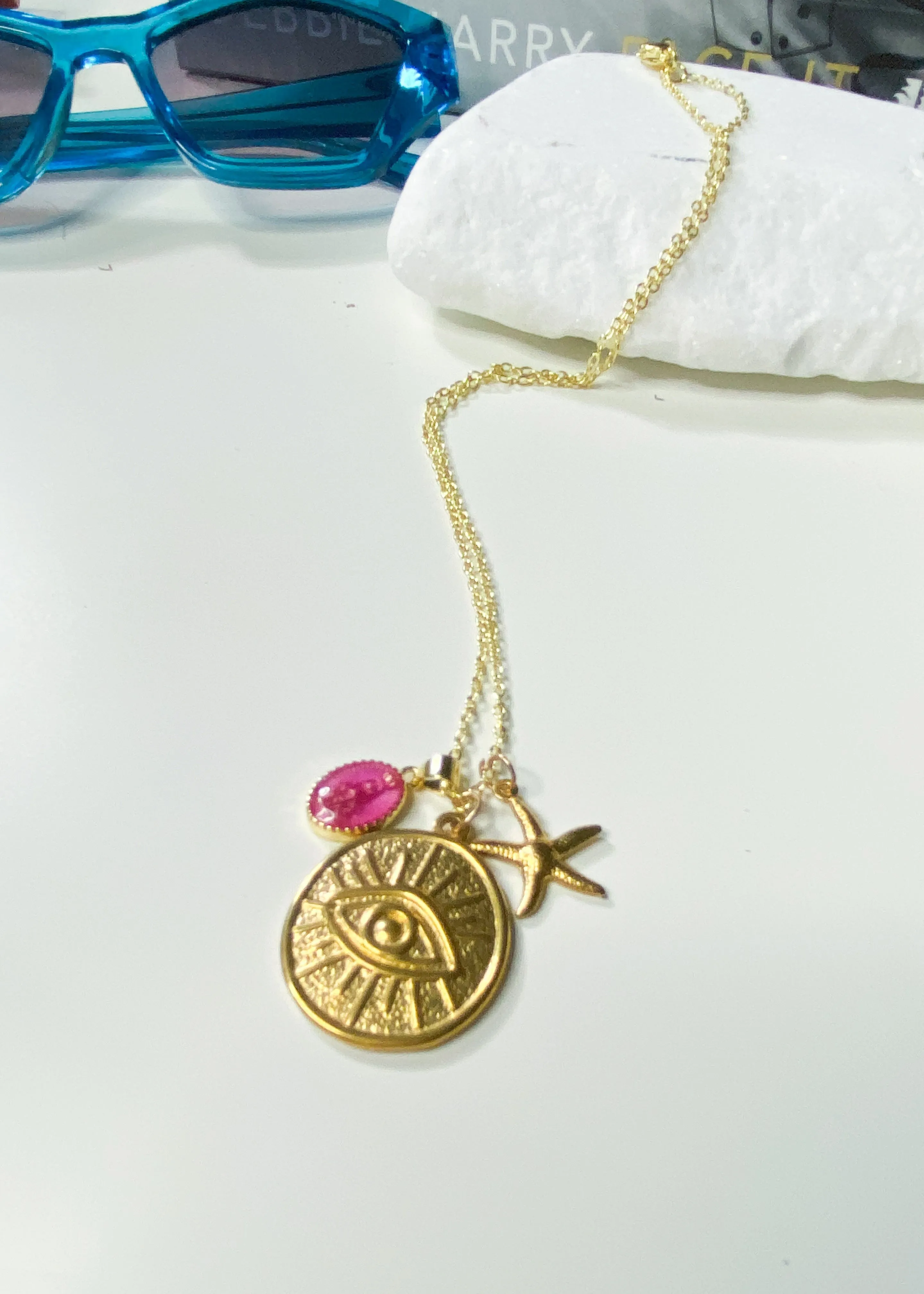Gold Eye Medallion Necklace