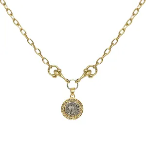 Gold Mini Coin and Horsebit Necklace