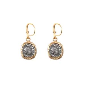 Gold Pavia Coin & Frame Dangle Earrings